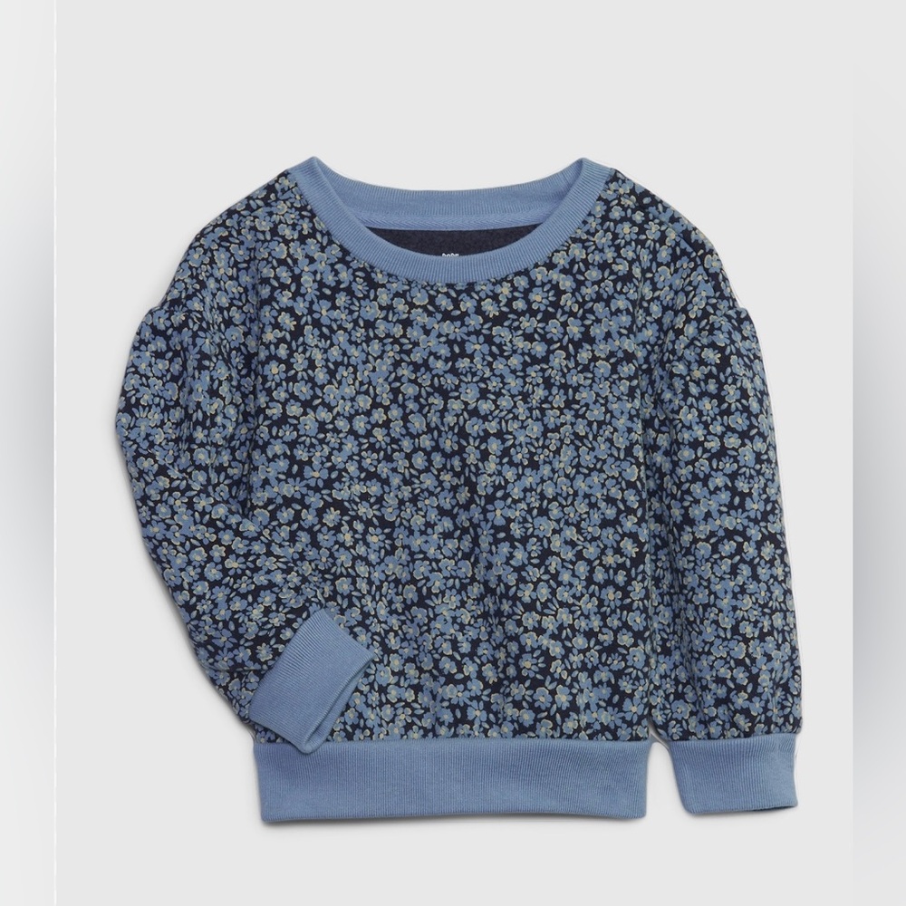 Blue Floral Crewneck Sweatshirt for Kids